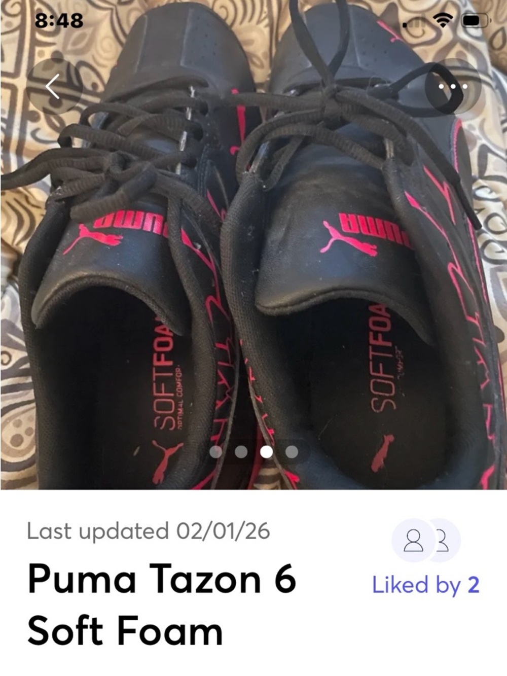 Puma Black Athletic Sneakers with Pink Accents 11 wide